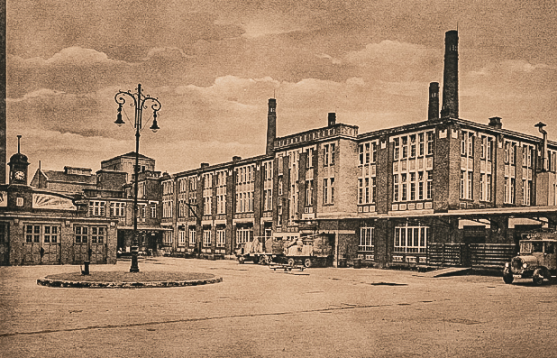Originalbild des Bäckerei-Gebäudes aus dem Jahr 1912, erbaut für die Konsum-Genossenschaft in Berlin Lichtenberg